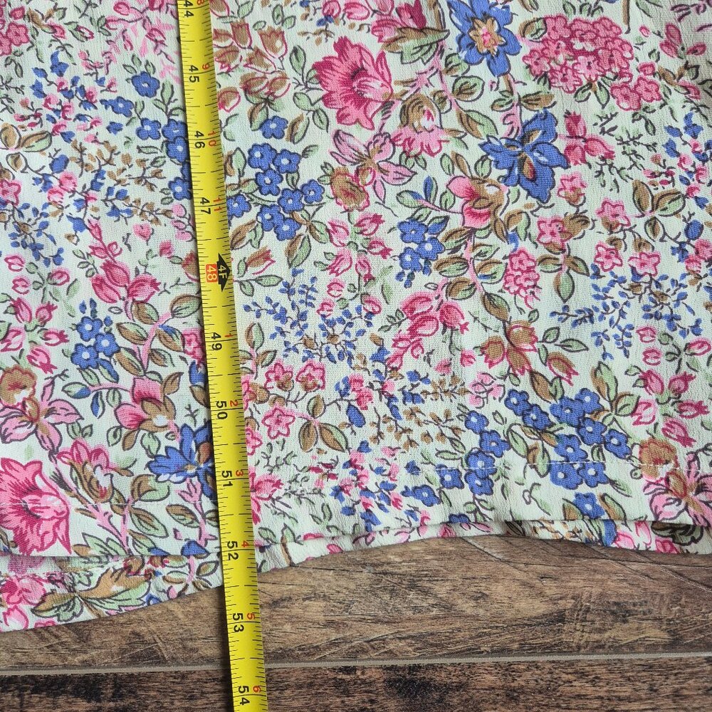 Vintage April Cornell Floral Rayon Chiffon Cottagecore Maxi Dress Cap-Sleeve - Picture 12 of 12